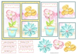 Country cottage flowers 6x6 card