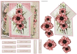 Anemone and pearls 6x6 card