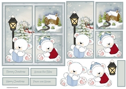 Polar bears Vintage Christmas 6x6 card
