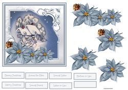 Poinsettia and vintage Christmas 6x6 card