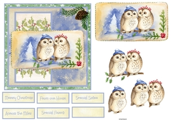 Christmas owls 6x6 card