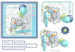 Baby elephant first birthday 6x6 card