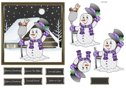Snowman and bird 6x6 card