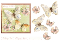 Butterfly and flowers 6x6 card