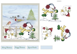 Snowman and family 6x6 card