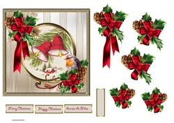 Christmas Robin and bells 6x6 card
