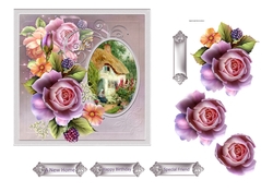 English rose and garden 6x6 card