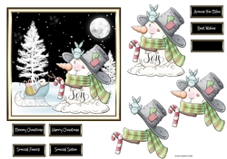 Snowman and bird friend 6x6 card