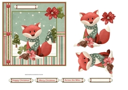 Red fox at Christmas 6x6 card