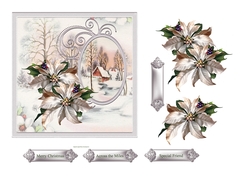 Poinsettia vintage Christmas 6x6 card