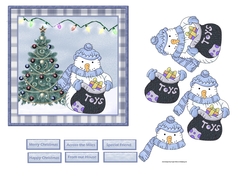 Snowman and toy sack 6x6 card approx