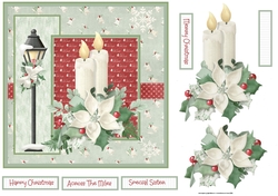 Candles and poinsettia 7x7 card