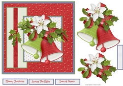 Christmas bells and flowers 7x7 card