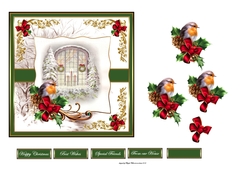 Christmas window and robin 6x6 card