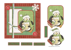Christmas penguin 6x6 card