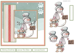 snowman and friend 7x7 card