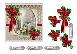 Christmas candle and holly 6x6 card