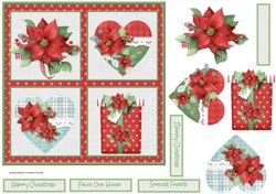 Red poinsettia 7x7 card