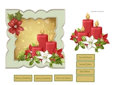 Red candles and poinsettia 6x6