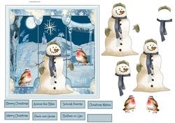 Snowman and robin 6x6 card