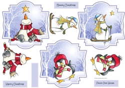 Snowman and penguin toppers