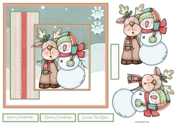 Snowman and the reindeer 7x7 card