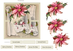Vintage Christmas and poinsettia 6x6