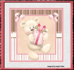 Teddy bear with gift 7x7