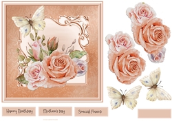 Vintage rose and butterfly 7x7