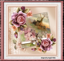 Windmill and flowers 7x7