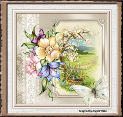 Butterfly and flowers 7x7