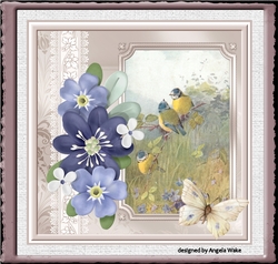 Blue tits and flowers 7x7