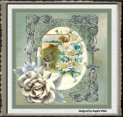 Country stream and flowers 7x7