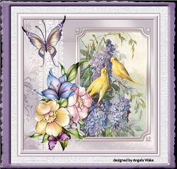 Birds, flowers and butterfly 7x7