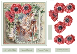 Clovelly and poppies 7x7