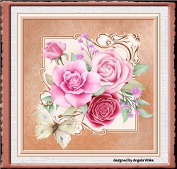 Red rose and butterfly 7x7