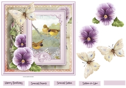 Pansy and birds 7x7