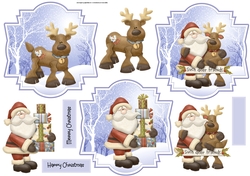 Santa and deer friends toppers