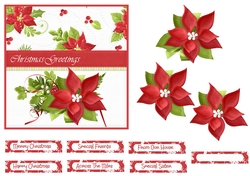 Poinsettia and holly 6x6