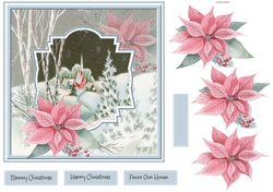Church and poinsettia 7x7
