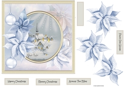 Silent night baubles and poinsettia 7x7