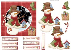 Snowman and bird friend 6x6