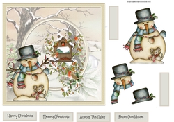 Snowman and robin 7x7