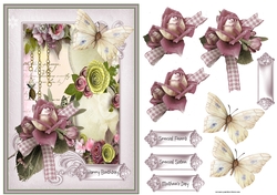Vintage rose and butterfly A5