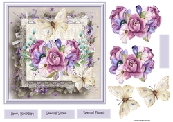 Mixed flowers and butterfly 7x7