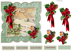 Robin and holly shaped card