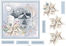 Candles and poinsettia 7x7