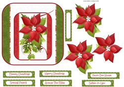 Poinsettia and holly 6x6