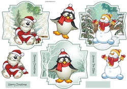 Christmas toppers, Bear, snowman, penguin