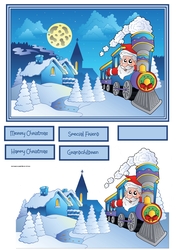 Santa in his train card